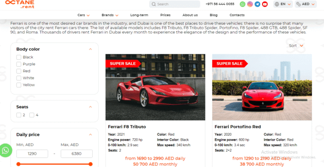 Website Design For Sports Car In Dubai